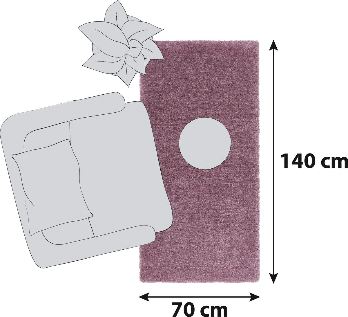 HOCHFLORTEPPICH 70/140 cm Relaxx Brombeere  - Brombeere, KONVENTIONELL, Textil (70/140cm) - Esprit
