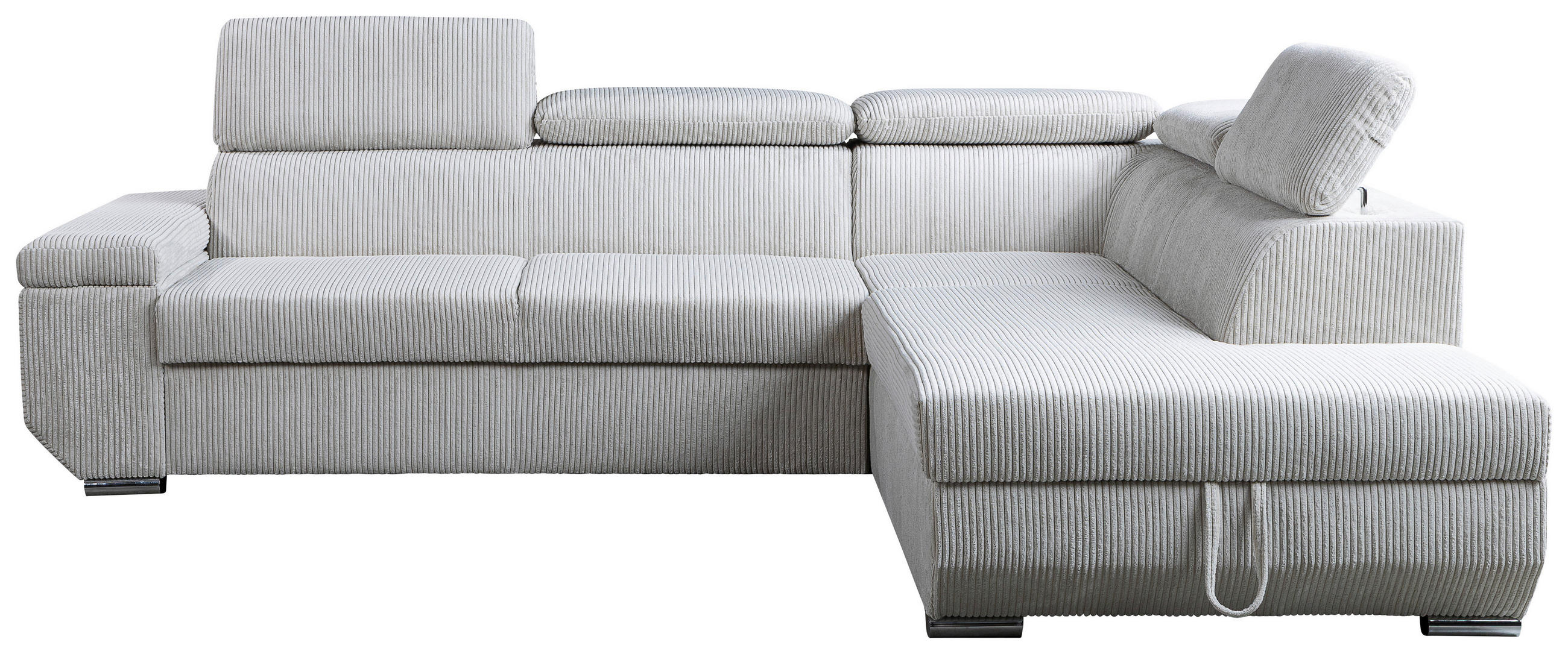 ECKSOFA LARS I Creme Cord  - Chromfarben/Creme, Design, Kunststoff/Textil (264/215cm) - Livetastic