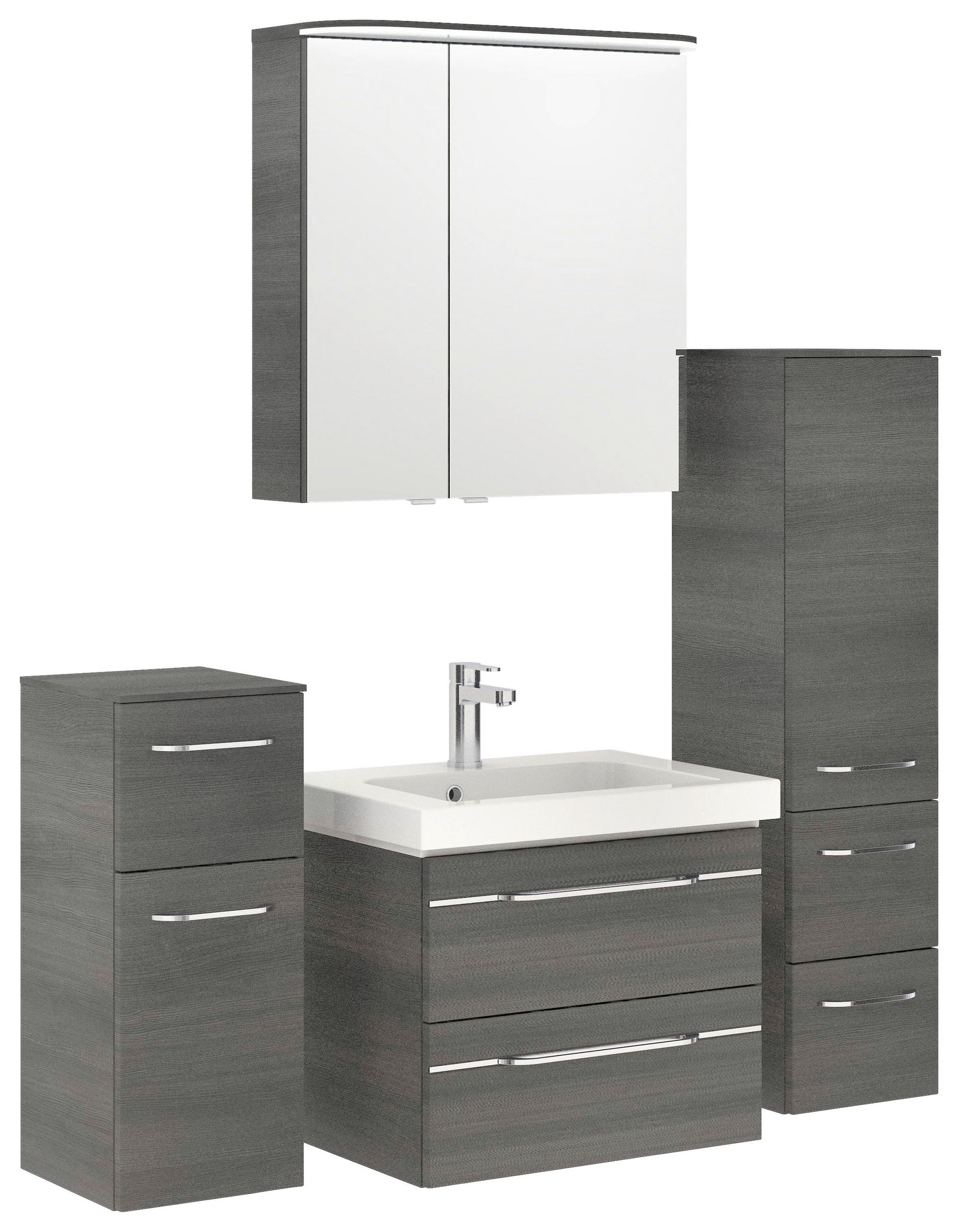 BADEZIMMER 5-teilig  in 148 cm  - Chromfarben/Graphitfarben, KONVENTIONELL, Glas/Keramik (148cm) - Pelipal