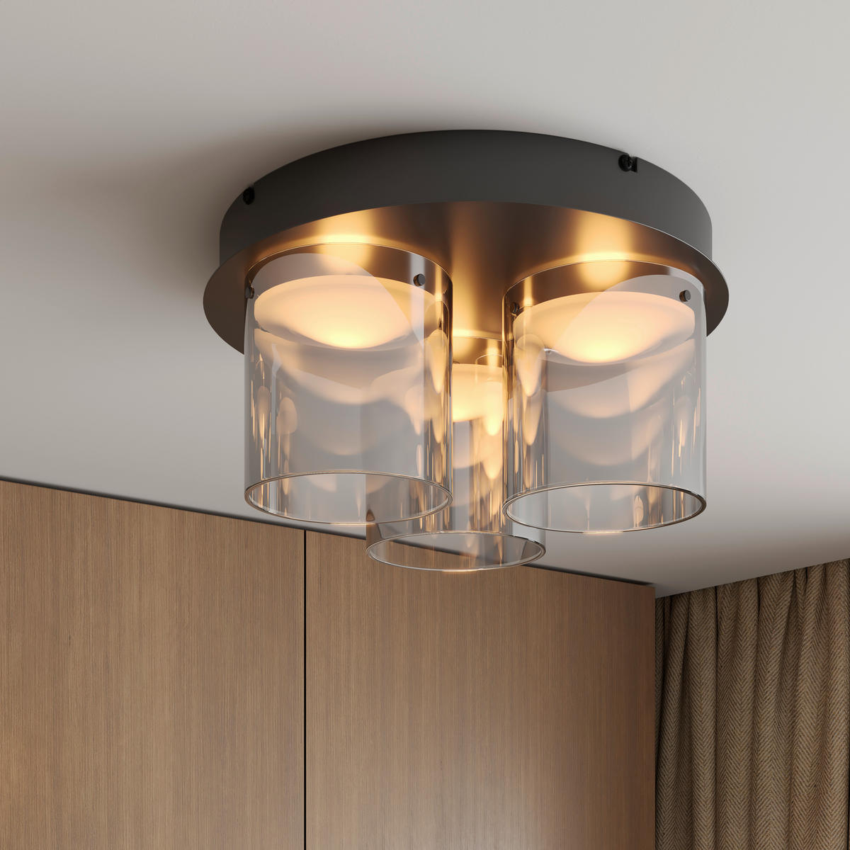 LED PLAFONJERA Baia  - crna, Dizajnerski, staklo/metal (49/25cm) - Dieter Knoll