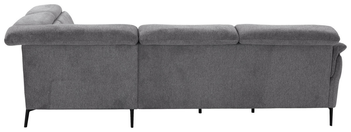 ECKSOFA in Struktur Grau  - Schwarz/Grau, Modern, Textil/Metall (275/235cm) - Cantus