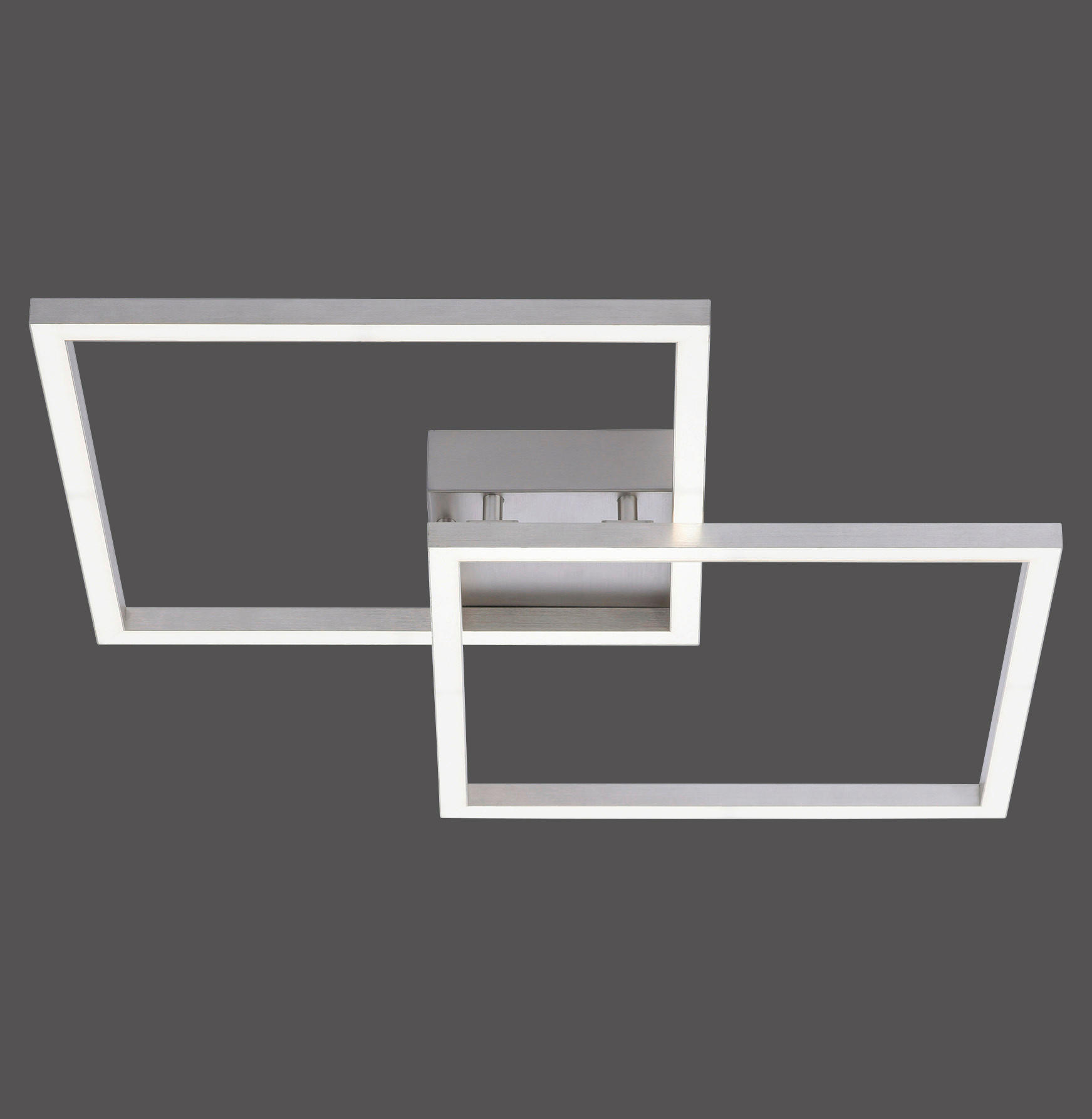 Thumbnail - Led-Deckenleuchte Lolasmart-Maxi, Silber, Metall, Kunststoff, Uni,Uni, quadratisch,quadratisch, 63x8.5x63 cm, Farbwechsl...