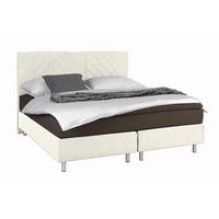 BOXSPRINGBETT 180/200 cm  in Beige  - Beige/Alufarben, Design, Holz (180/200cm) - Carryhome