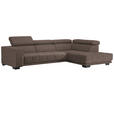 ECKSOFA in Mikrofaser Hellbraun  301/207 cm  - Hellbraun/Schwarz, Design, Textil/Metall (301/207cm) - Xora