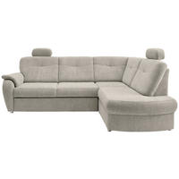 ECKSCHLAFSOFA  mit Liegefunktion, seitenverkehrt erhältlich, Schlafen auf Sitzhöhe, Rücken echt, Armteil links Chenille Beige  - Chromfarben/Beige, MODERN, Kunststoff/Textil (264/180cm) - Livetastic