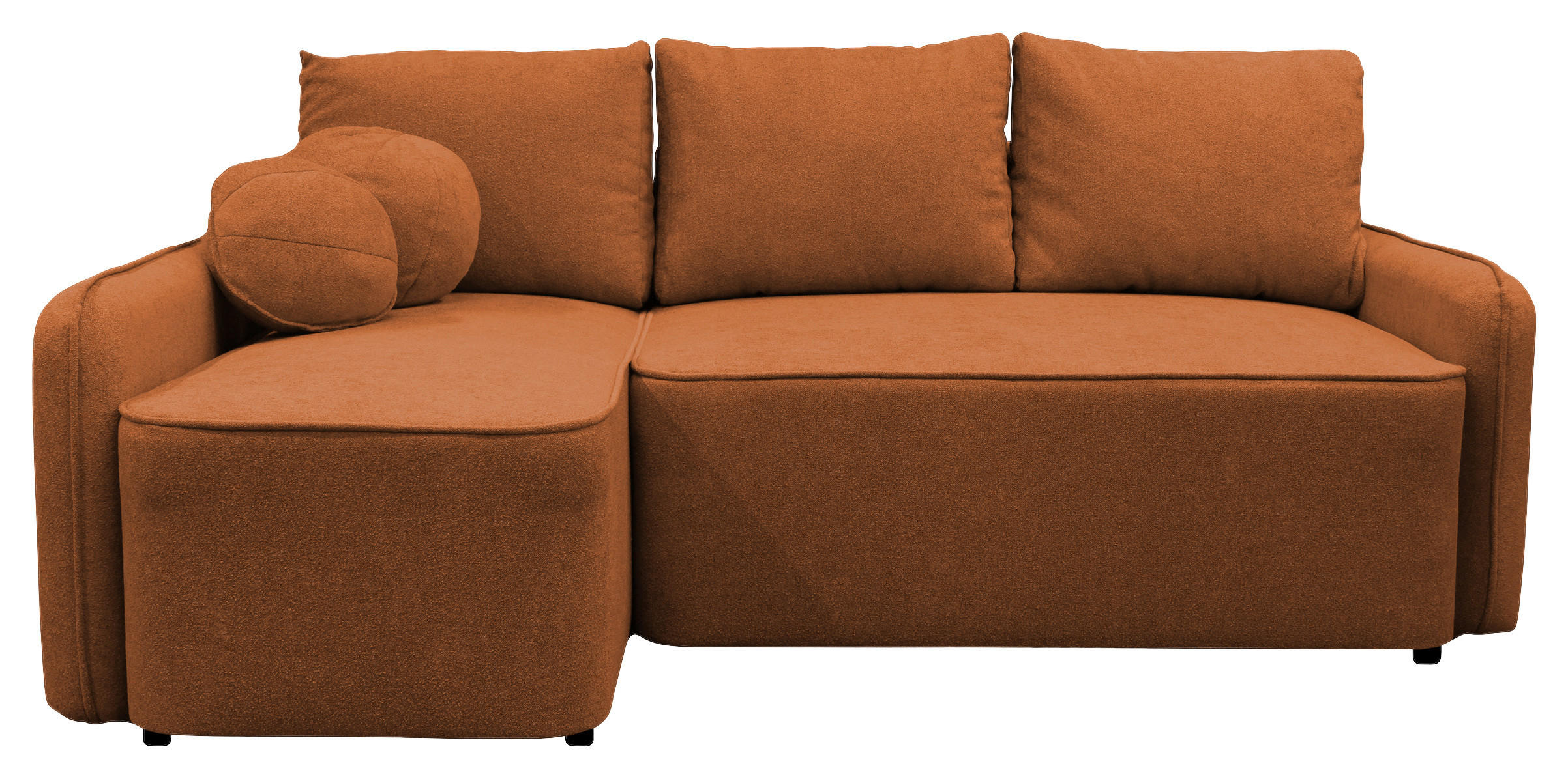 ECKSOFA Rostfarben Struktur, Bouclé  - Rostfarben/Schwarz, Design, Kunststoff/Textil (143/209cm) - MID.YOU