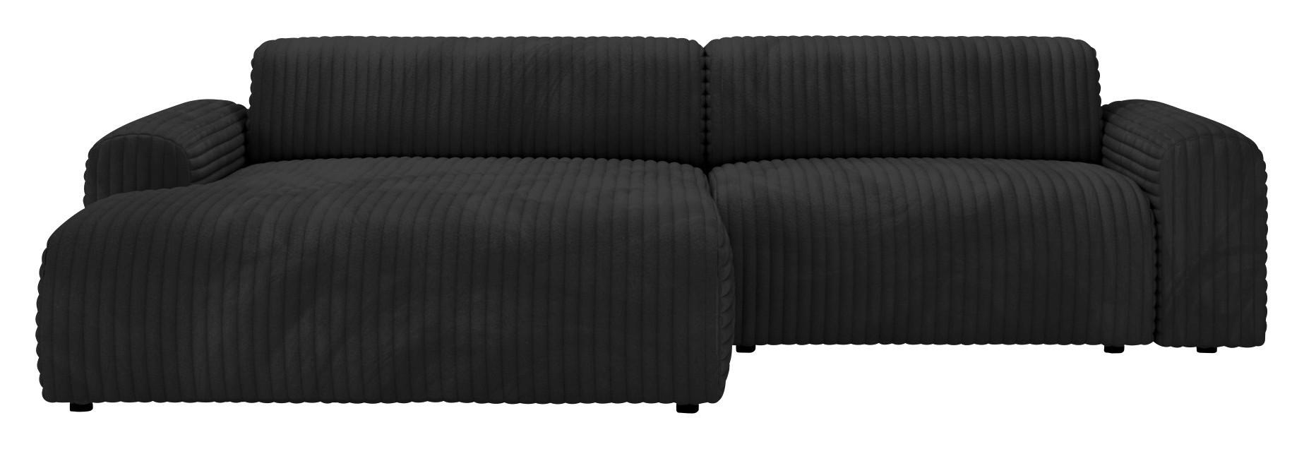 ECKSOFA in Cord Schwarz  - Schwarz, Design, Kunststoff/Textil (178/292cm) - Livetastic