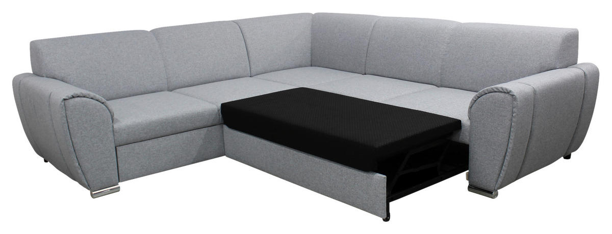 ECKSOFA Hellgrau Flachgewebe  - Silberfarben/Hellgrau, Design, Kunststoff/Textil (266/266cm) - Livetastic