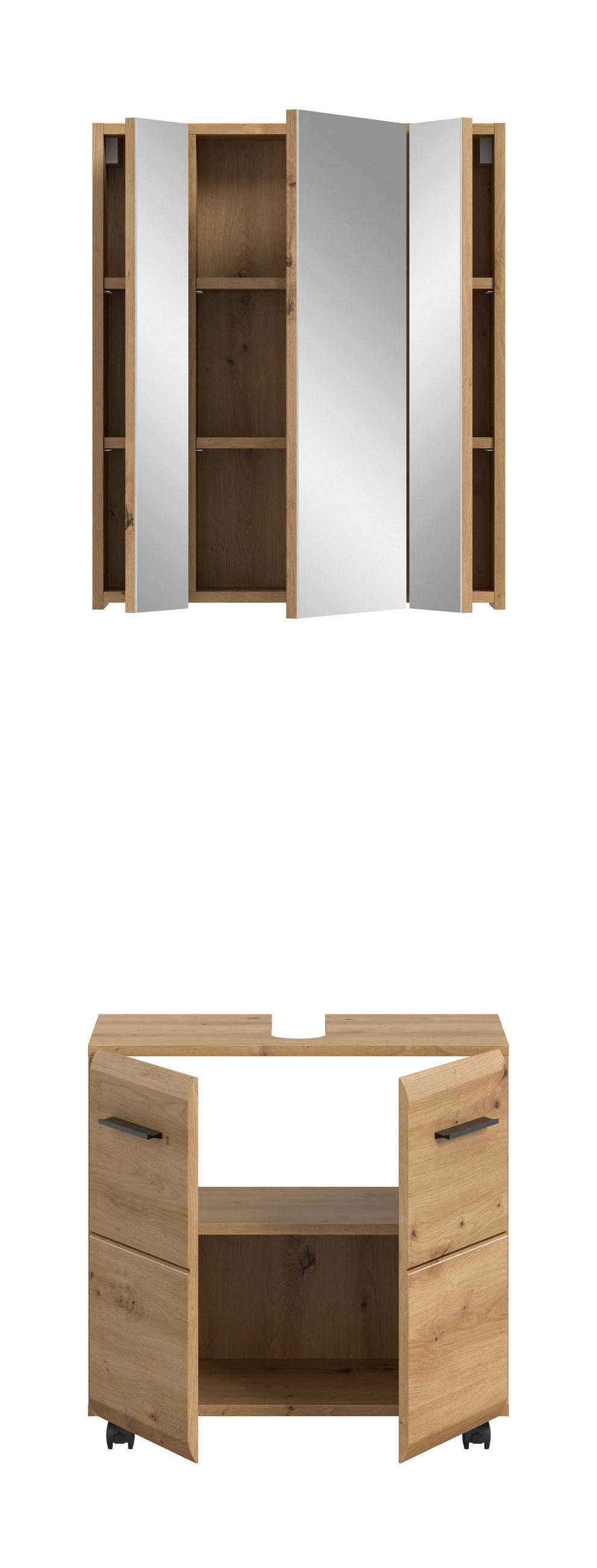 BADEZIMMER 2-teilig  in 60 cm  - Schwarz/Eiche Artisan, Trend, Glas/Holzwerkstoff (60cm) - MID.YOU