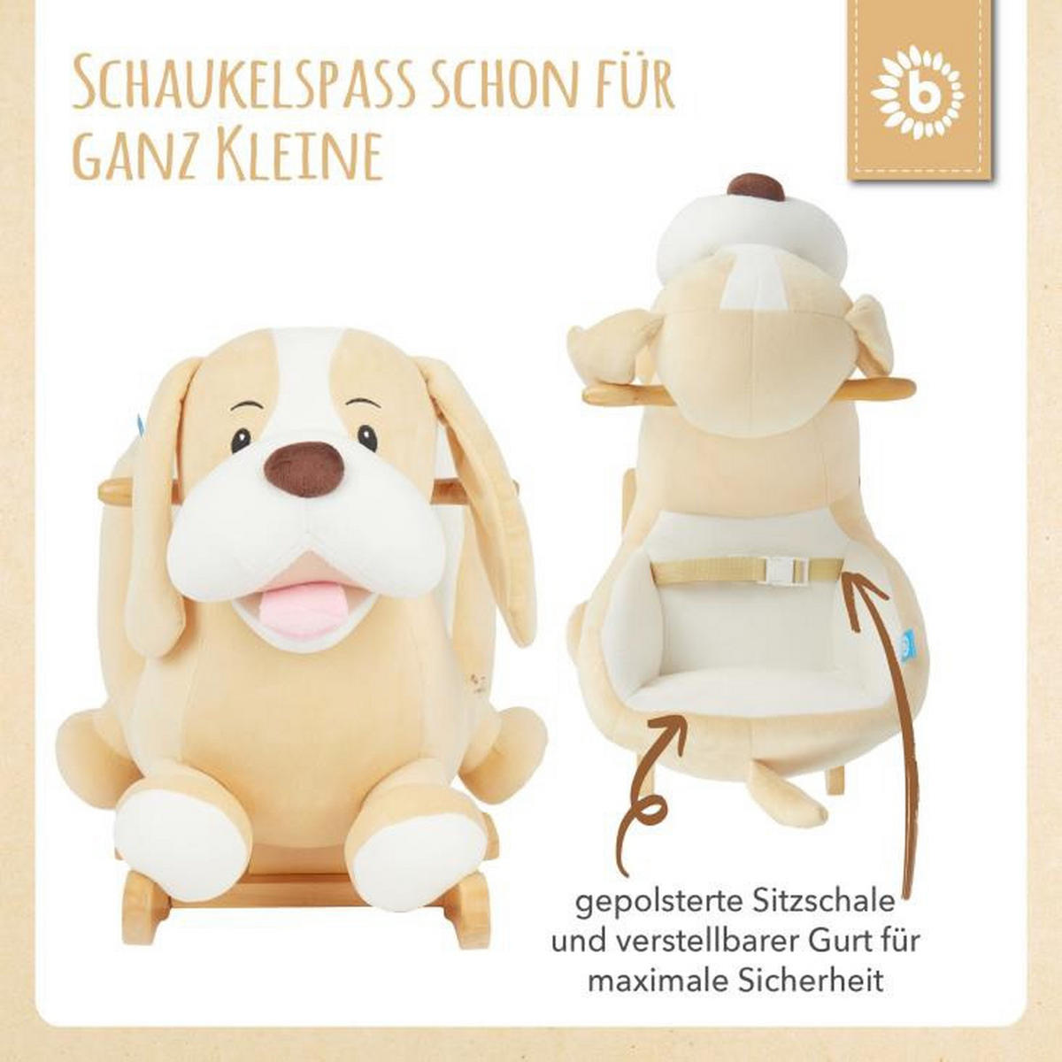 SCHAUKELTIER - Hellbraun/Creme, Trend, Holz/Textil (33/58/60cm)