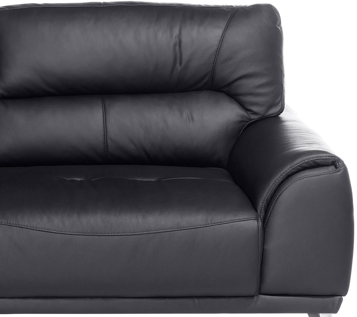 3-SITZER-SOFA in Lederlook Schwarz  - Chromfarben/Schwarz, Modern, Textil/Metall (210/92/96cm) - MID.YOU
