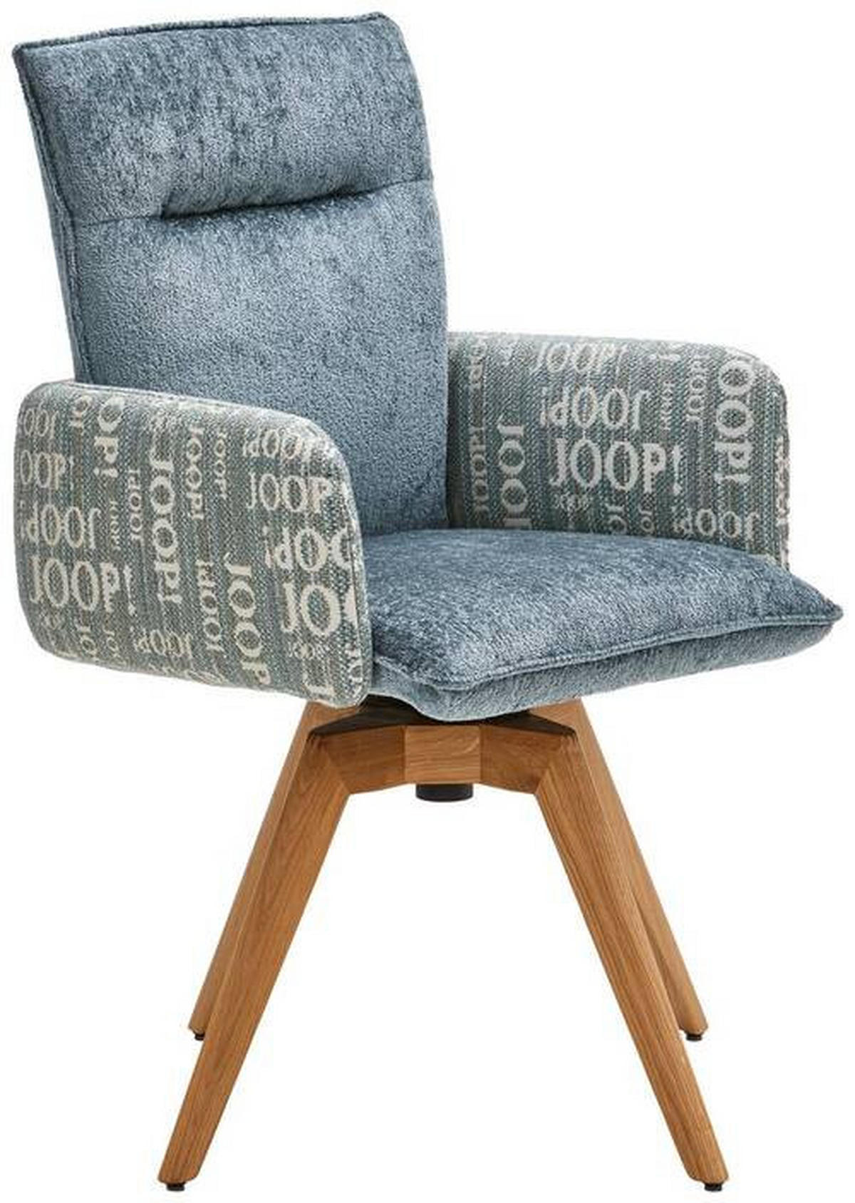 ARMLEHNSTUHL  in Chenille, Flachgewebe  - Graublau/Eichefarben, Design, Holz/Textil (59/91/64cm) - Joop!