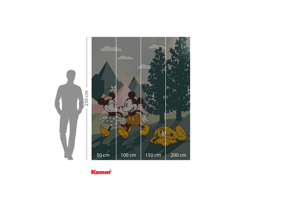 FOTOTAPETE MICKEY&MINNIE NATURE  - Grün, Design, Textil (200/250cm) - Disney