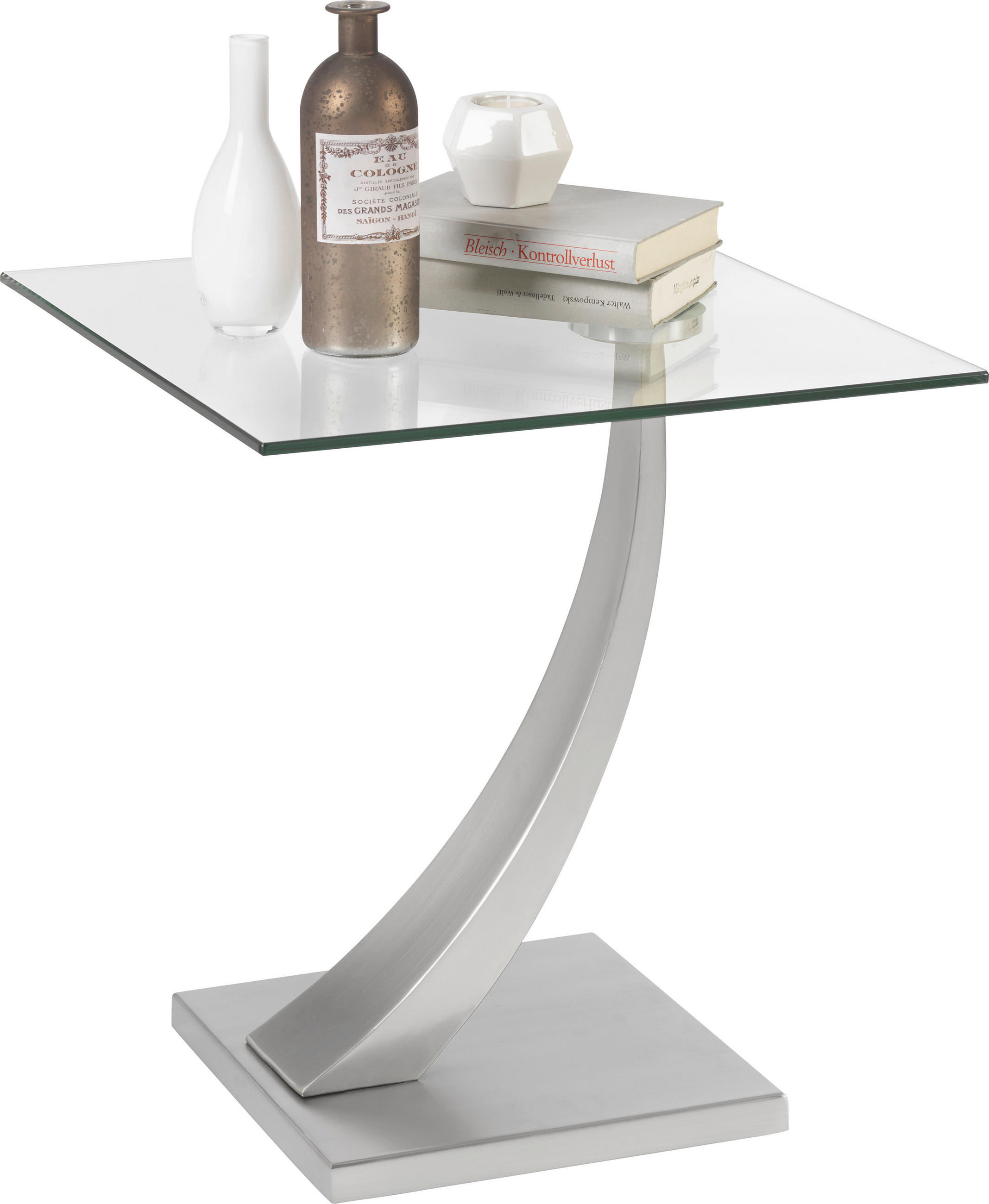 BEISTELLTISCH 45,5/50/45,5 cm Silberfarben quadratisch  - Silberfarben, Design, Glas/Metall (45,5/50/45,5cm) - Xora