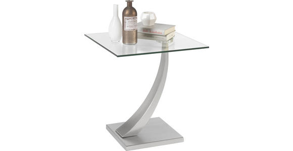 BEISTELLTISCH 45,5/50/45,5 cm Silberfarben quadratisch  - Silberfarben, Design, Glas/Metall (45,5/50/45,5cm) - Xora