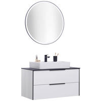 BADEZIMMER  in 92,4 cm  - Weiß Hochglanz/Schwarz, Basics, Glas/Keramik (92,4cm) - Voleo