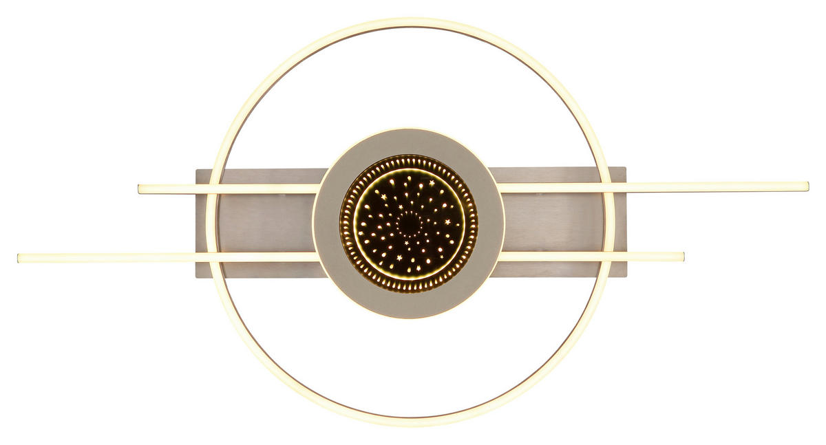 LED-DECKENLEUCHTE Donte 95/50/10 cm  - Sandfarben/Silberfarben, Design, Kunststoff/Metall (95/50/10cm) - Globo