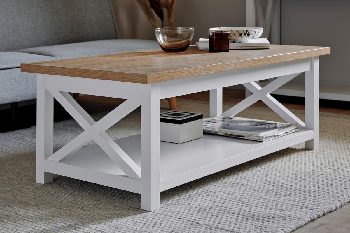 COUCHTISCH in Holzwerkstoff 110/57/42 cm  - Eichefarben/Weiß, LIFESTYLE, Holzwerkstoff (110/57/42cm)