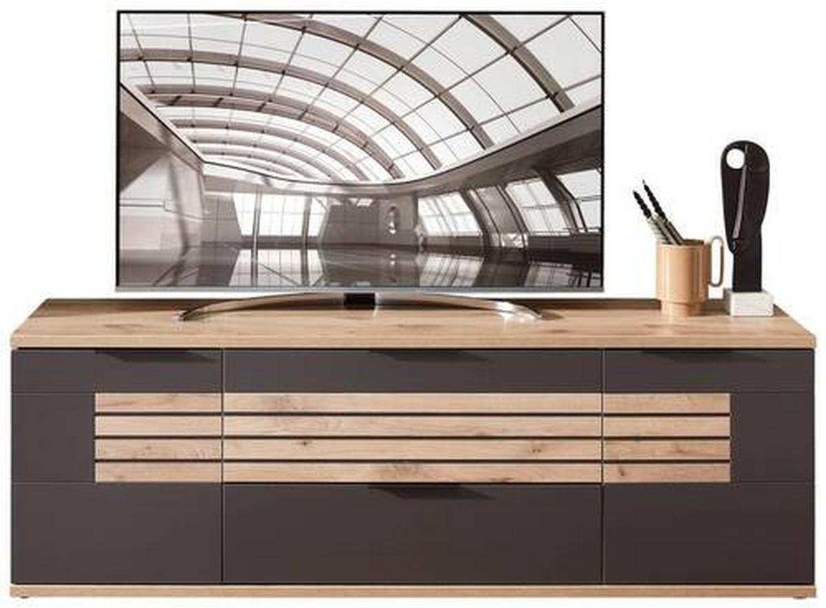 LOWBOARD 190/62/50 cm Graphitfarben, Eichefarben Holzwerkstoff von STYLIFE