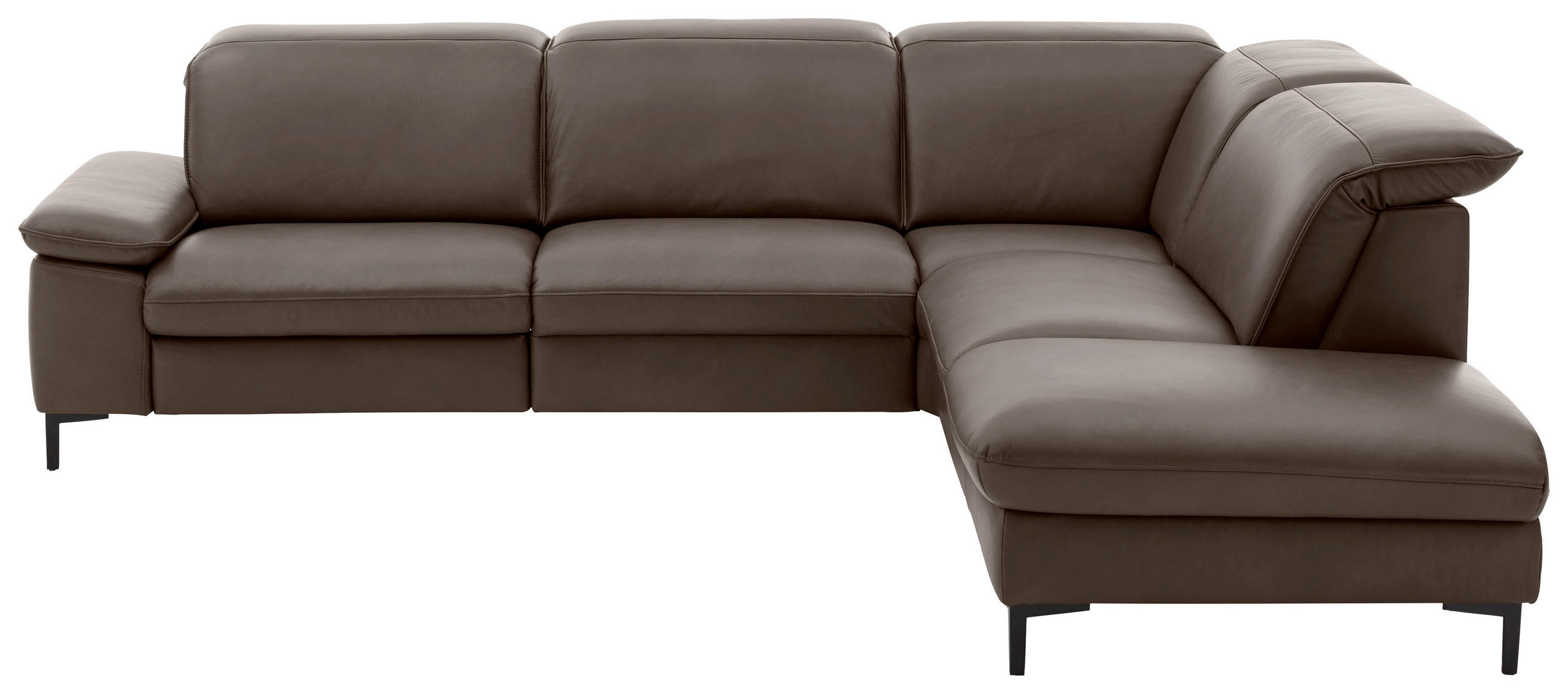 ECKSOFA in Echtleder Dunkelgrau  - Dunkelgrau/Schwarz, Design, Leder/Metall (297/245cm) - Beldomo Premium