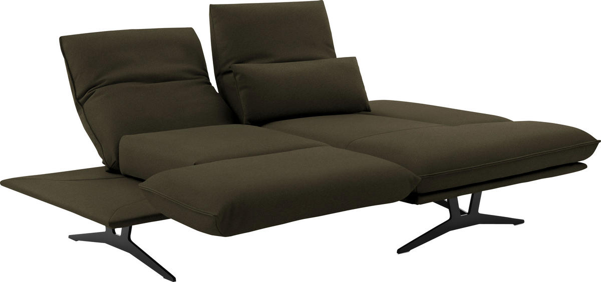 ECKSOFA in Echtleder Olivgrün  210/130 cm  - Schwarz/Olivgrün, Design, Leder/Metall (210/130cm) - Dieter Knoll