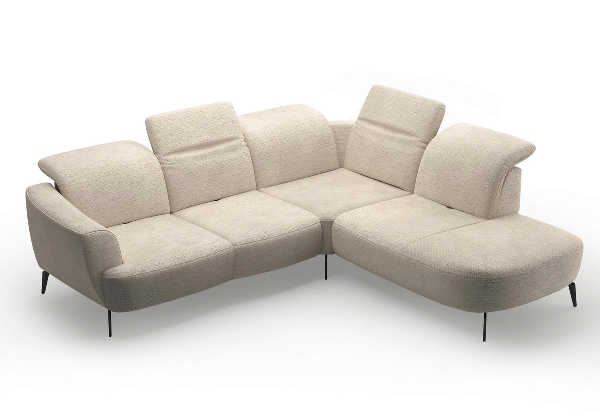 ECKSOFA ZOE E Sandfarben Chenille  - Sandfarben/Schwarz, KONVENTIONELL, Textil/Metall (300/267cm) - Sit & More