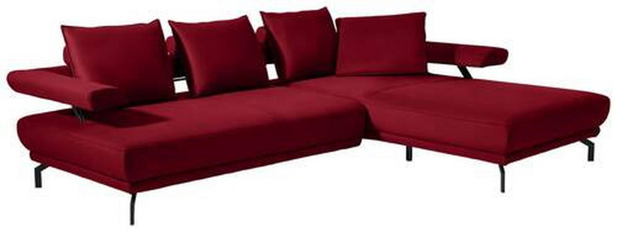 ECKSOFA in Mikrofaser Rot  - Rot/Schwarz, Design, Textil/Metall (305/224cm) - Dieter Knoll