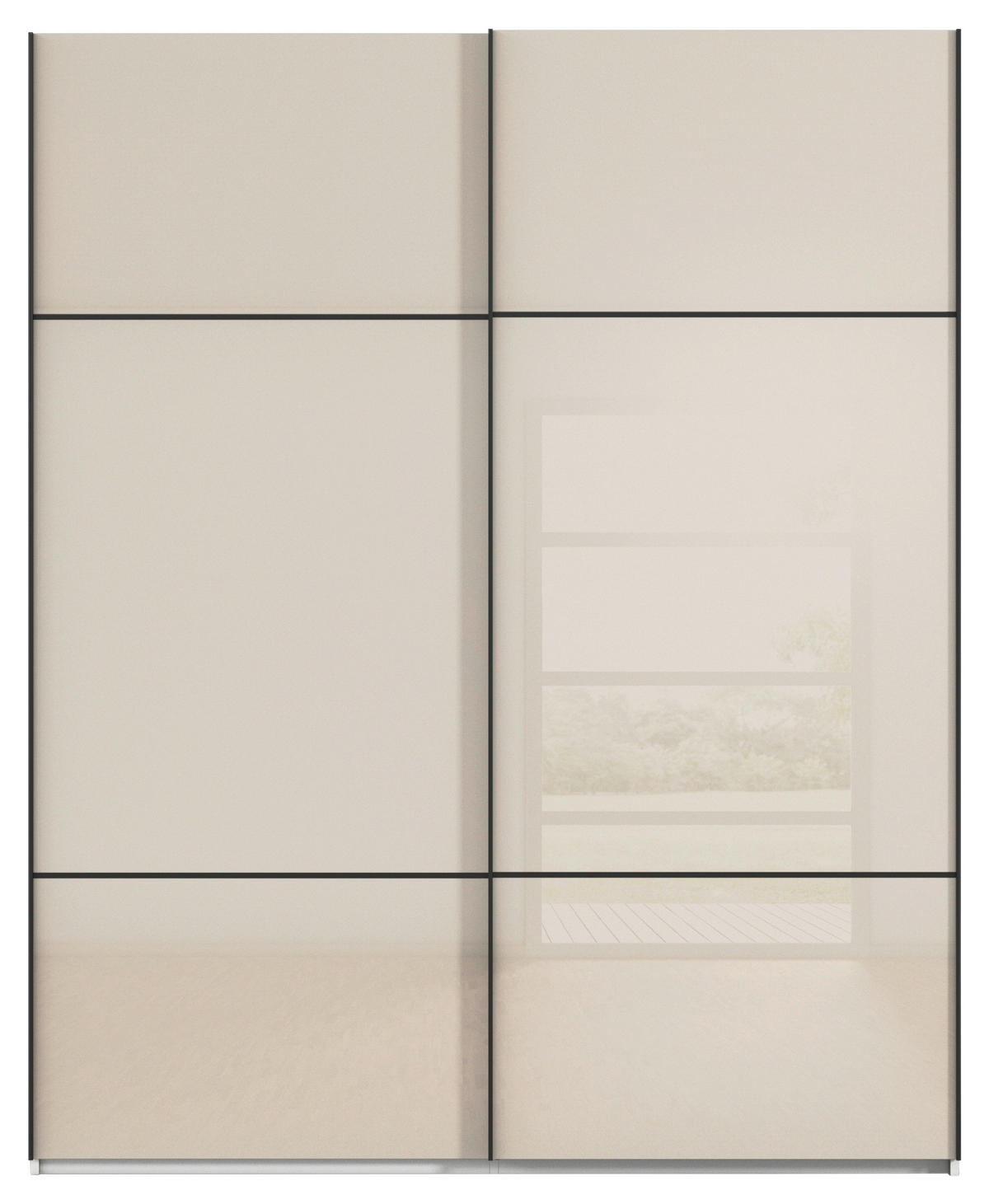 SCHWEBETÜRENSCHRANK  in Weiß, Champagner  - Champagner/Alufarben, KONVENTIONELL, Glas/Holzwerkstoff (181/223/67cm) - Novel