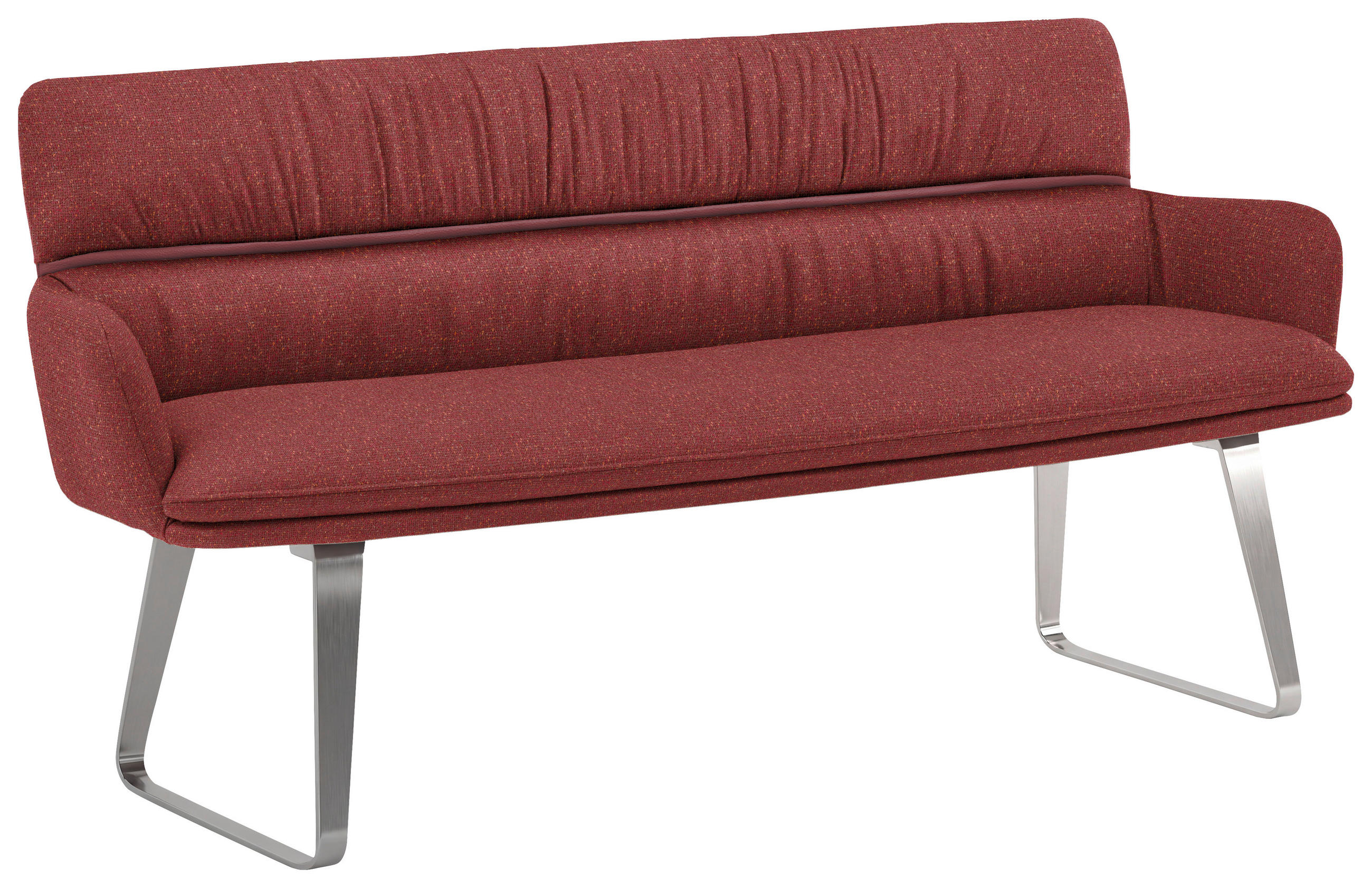SITZBANK 220/86/68 cm Mikrofaser Dunkelrot  - Silberfarben/Dunkelrot, Design, Textil/Metall (220/86/68cm) - Valdera