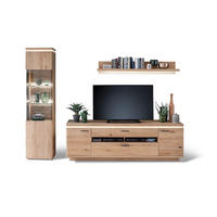 REGAL ZA DNEVNI BORAVAK boje hrasta   - siva/boje hrasta, Design, staklo/drvni materijal (280/204/50cm) - Livetastic