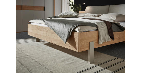 BETT 180/200 cm,  in Taupe, Eichefarben,  - Taupe/Eichefarben, Design, Metall (180/200cm) - Dieter Knoll