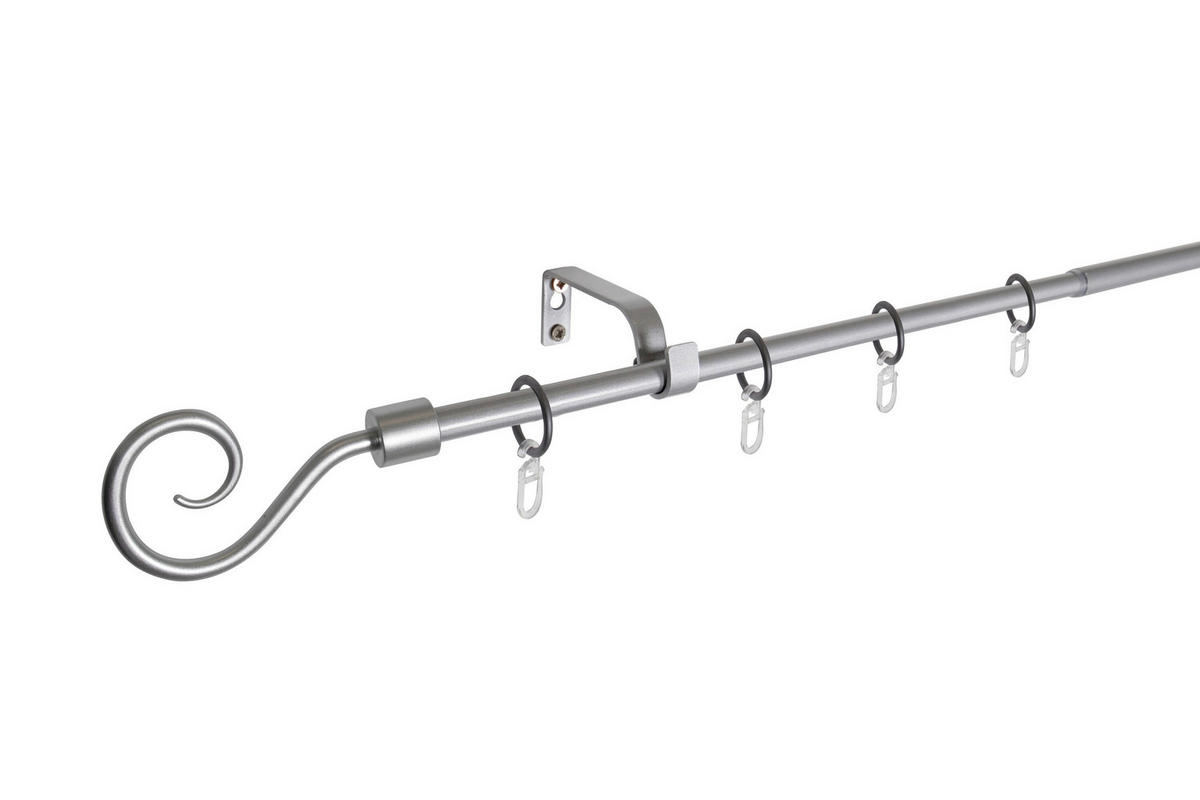 VORHANGSTANGENSET 130 cm  - Grau Hochglanz, Basics, Metall (130cm)