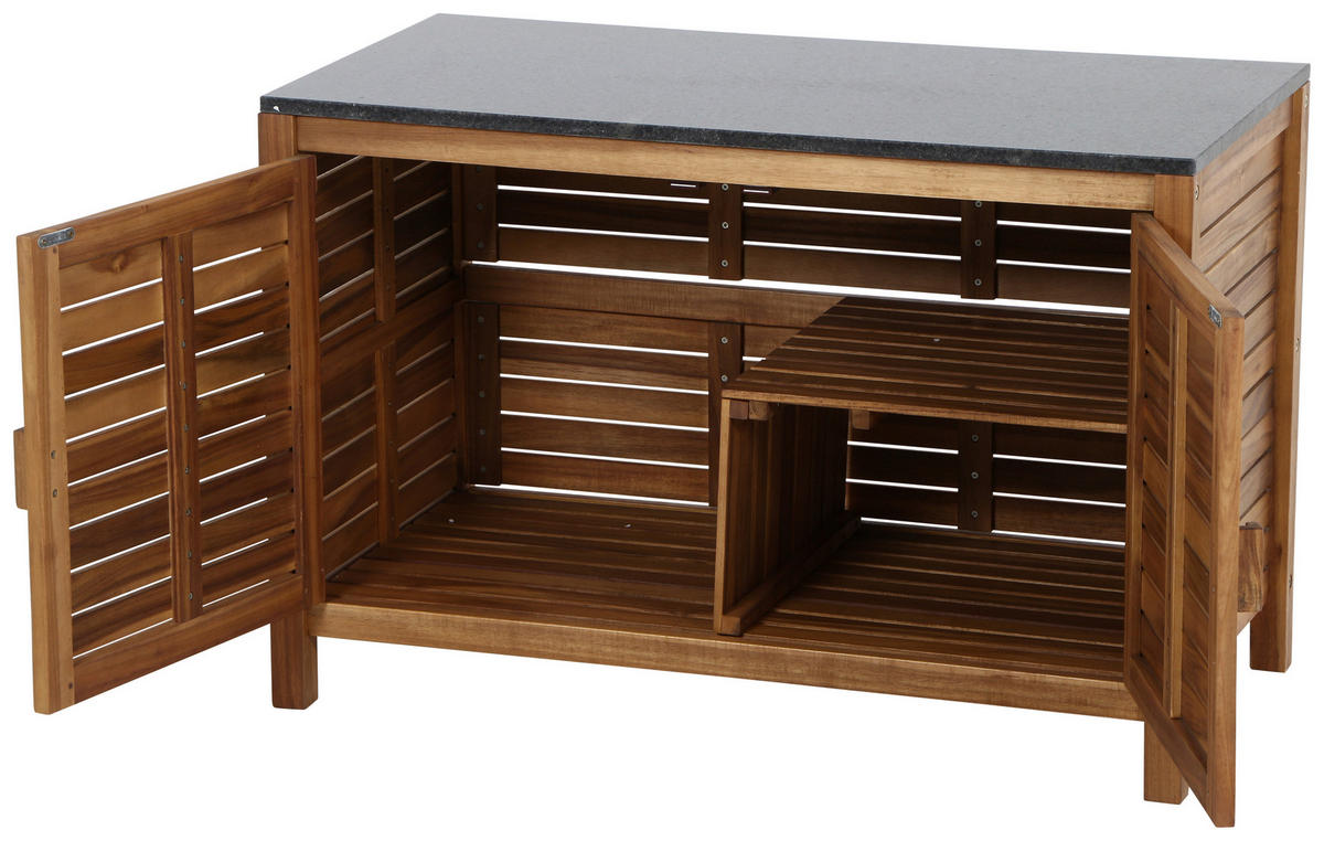 OUTDOORKÜCHE - Dunkelgrau/Naturfarben, Basics, Holz/Stein (100/87/156cm) - Siena Garden