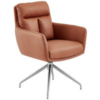 ARMLEHNSTUHL  in Edelstahl Mikrofaser  - Edelstahlfarben/Cognac, Design, Textil/Metall (62/89,5/65cm) - Novel