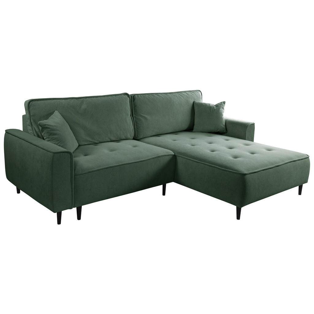 Thumbnail - Mid.you Ecksofa, Grün, Textil, Kiefer, 3-Sitzer, Füllung: Polyurethan (PUR),Polyurethan (Pur), Ottomane rechts, L-Form, ...