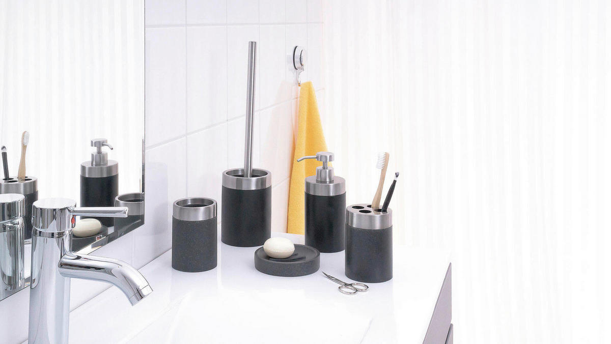 ZAHNPUTZBECHER Metall, Kunststoff  - Schwarz, Basics, Kunststoff/Metall (7,5/10,5/7,5cm) - Sadena