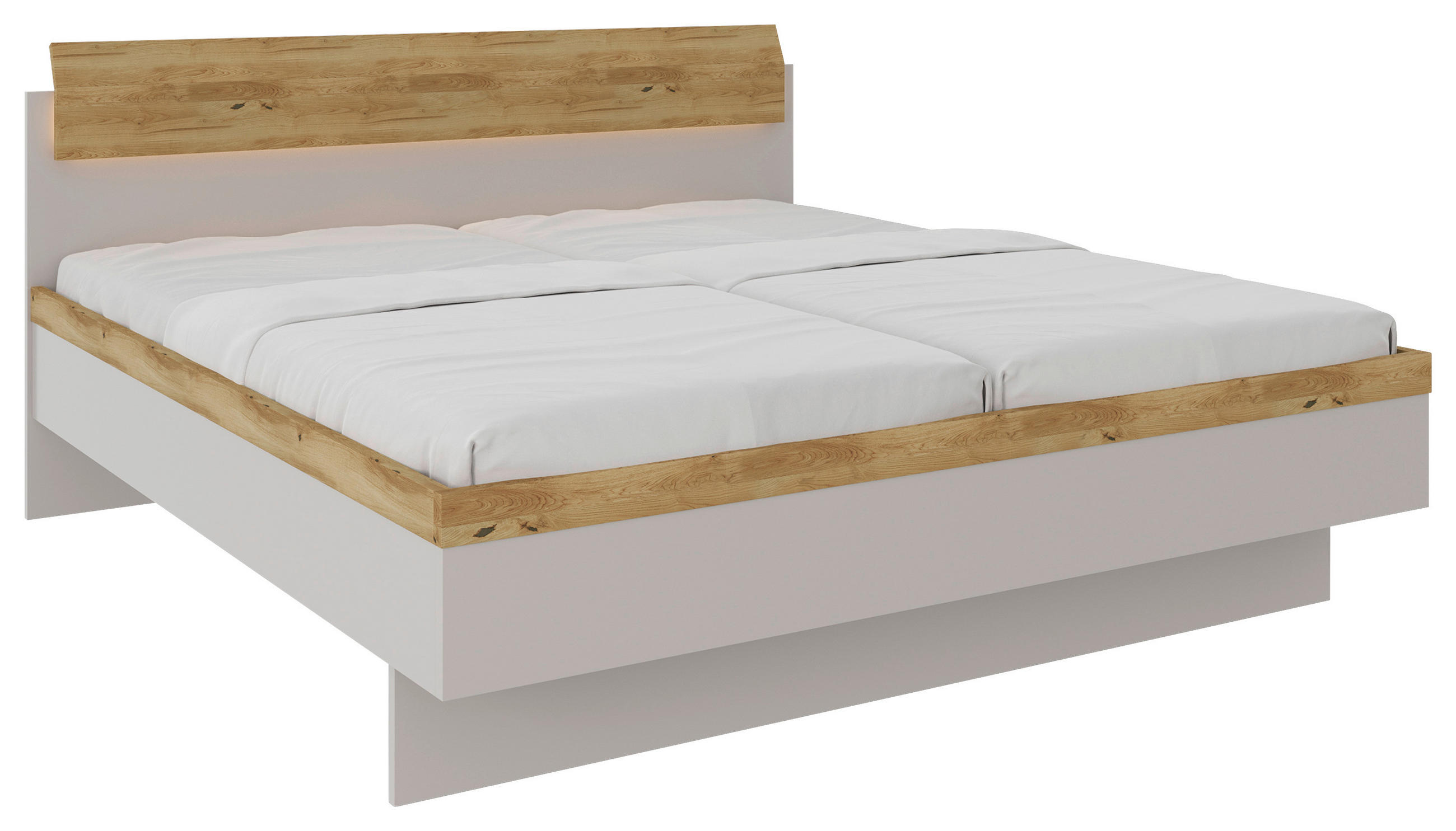 BETT 180/200 cm  in Hellgrau, Eichefarben  - Eichefarben/Hellgrau, MODERN, Holz/Holzwerkstoff (180/200cm) - Xora
