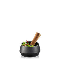 MÖRSERSET X-PLOSION  - Schwarz/Akaziefarben, Basics, Holz/Metall (11,5/8cm) - Gefu