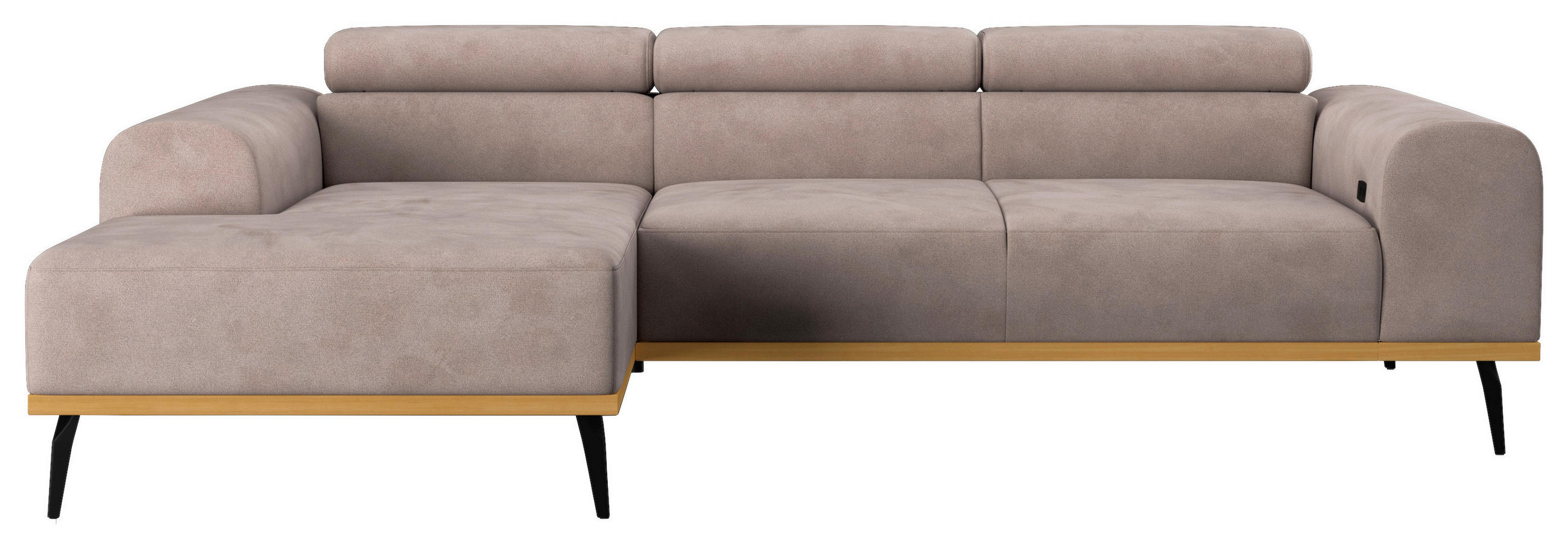 ECKSOFA Sandfarben Mikrofaser  - Sandfarben/Schwarz, KONVENTIONELL, Textil/Metall (157/244cm) - Cotta