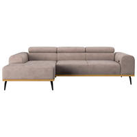 ECKSOFA Sandfarben Mikrofaser  - Sandfarben/Schwarz, KONVENTIONELL, Textil/Metall (157/244cm) - Cotta