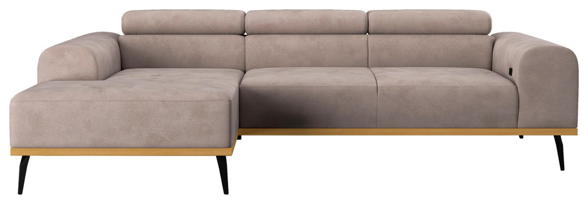 ECKSOFA Sandfarben Mikrofaser  - Sandfarben/Schwarz, KONVENTIONELL, Textil/Metall (157/244cm) - Cotta
