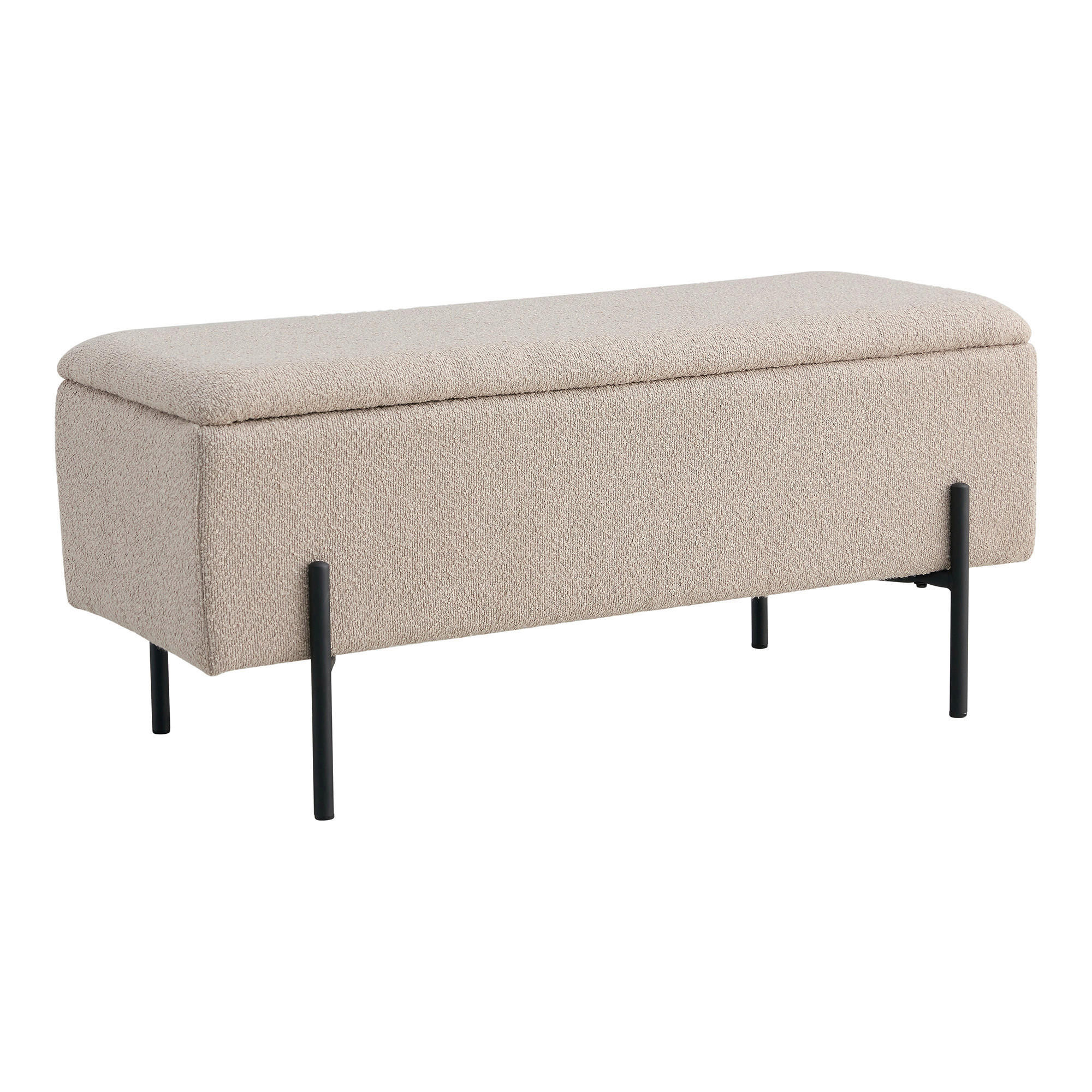 TRUHENBANK 95/43/36,5 cm Bouclé Beige Metall  - Beige/Schwarz, Design, Textil/Metall (95/43/36,5cm) - MID.YOU