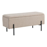 TRUHENBANK 95/43/36,5 cm Bouclé Beige Metall  - Beige/Schwarz, Design, Textil/Metall (95/43/36,5cm) - MID.YOU