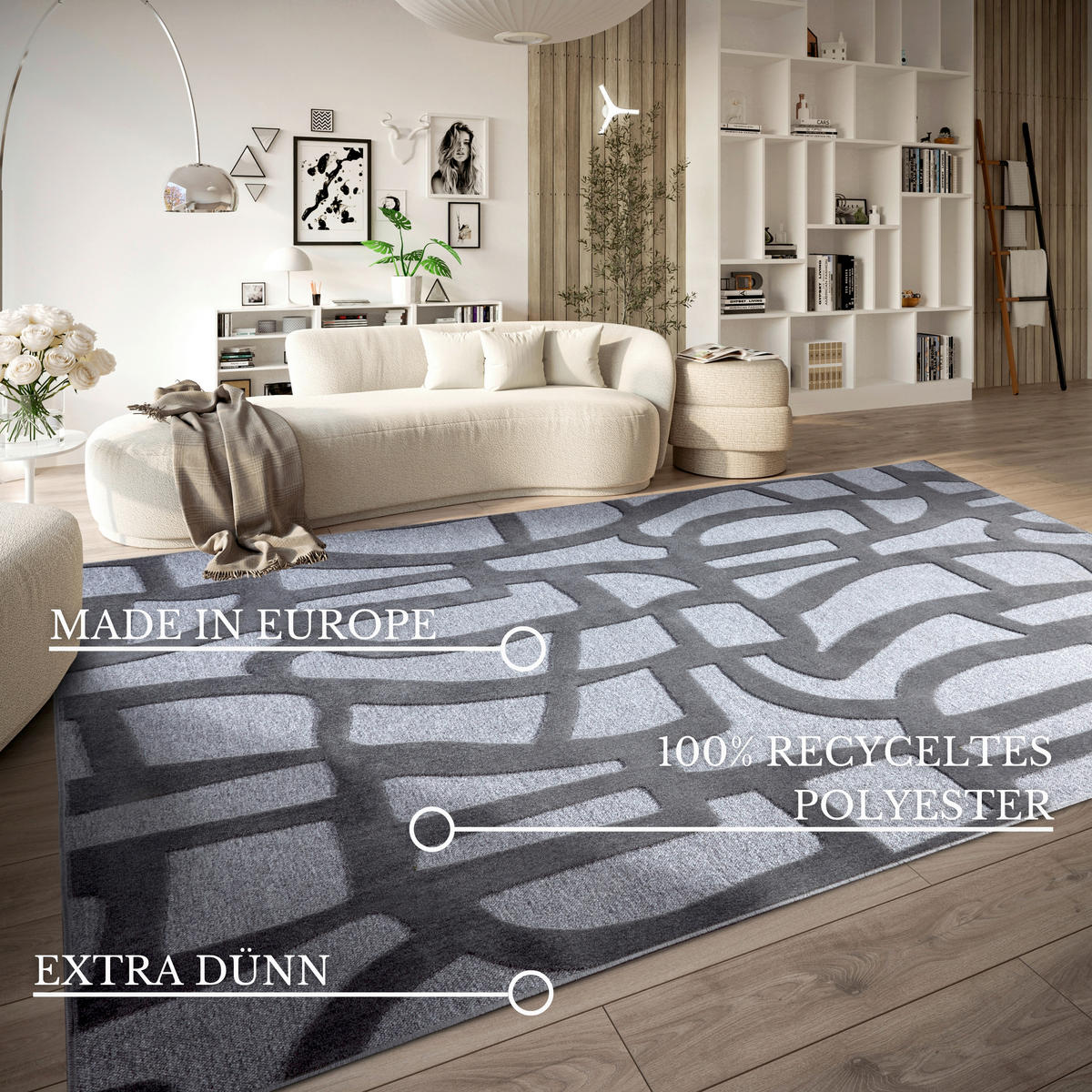 FLACHWEBETEPPICH 160/230 cm Kollektion 1879 Anthrazit  - Anthrazit, Design, Textil (160/230cm) - Villeroy & Boch