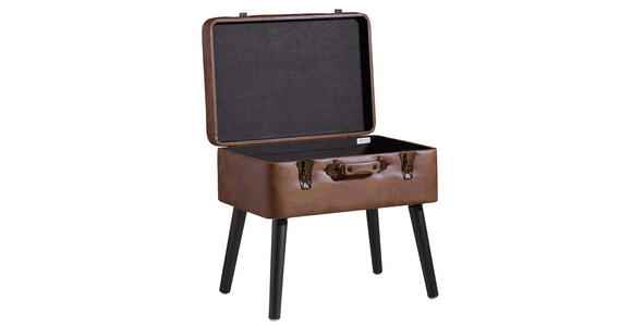 HOCKER Lederlook, Mikrofaser Braun - Schwarz/Braun, LIFESTYLE, Textil (50/45/35cm) - Xora
