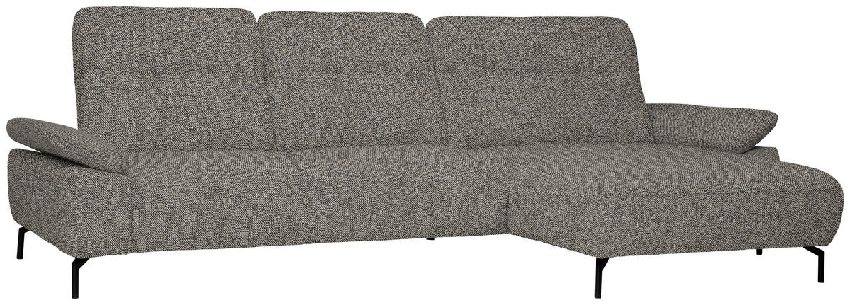 ECKSOFA in Chenille, Flachgewebe Hellbraun  318/165 cm  - Hellbraun/Schwarz, Design, Textil/Metall (318/165cm) - Xora