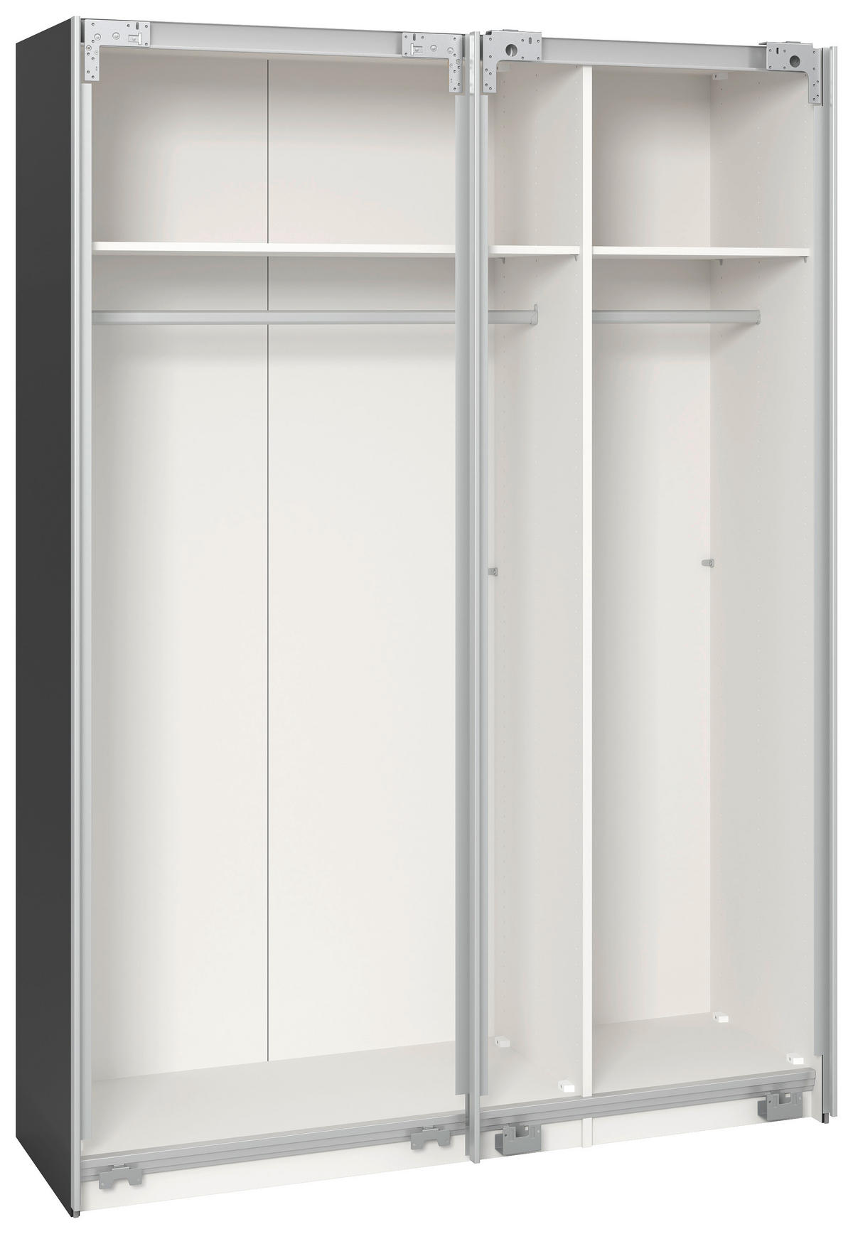 SCHWEBETÜRENSCHRANK 152/215/65 cm 2-türig Anthrazit, Schwarz  - Edelstahlfarben/Anthrazit, Design, Glas/Holzwerkstoff (152/215/65cm) - Boxxx