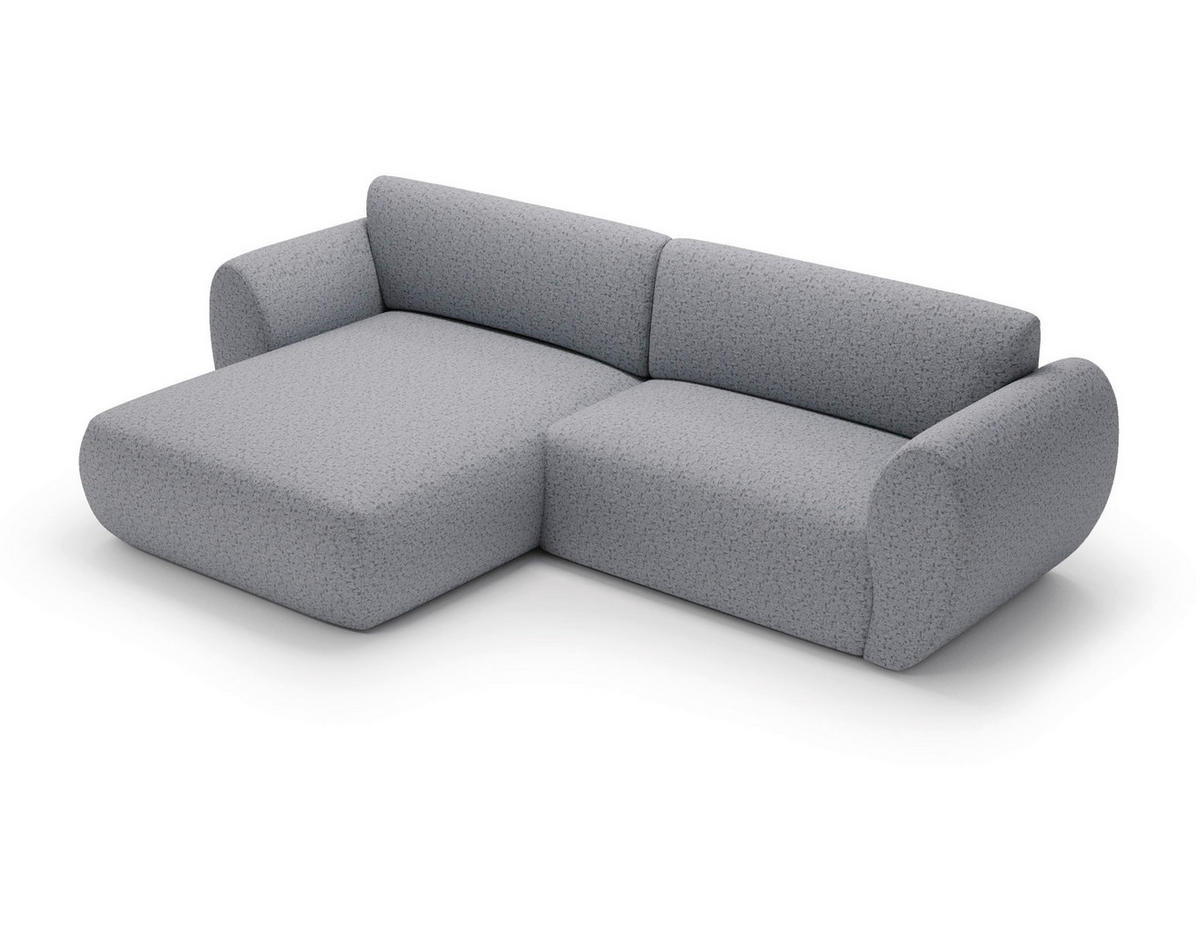 ECKSOFA SOLIS in Chenille Hellgrau  170/288 cm  - Hellgrau/Schwarz, Design, Kunststoff/Textil (170/288cm) - Livetastic