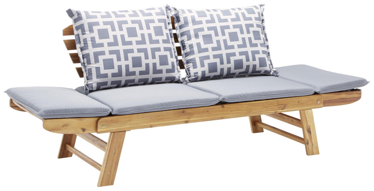 GARTENBANK 75/190/67 cm Akazie   - Grau/Akaziefarben, Design, Holz/Textil (75/190/67cm) - Ambia Garden