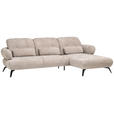 ECKSOFA inkl. Funktionen Taupe Chenille  - Taupe/Schwarz, Design, Textil/Metall (282/189cm) - Novel